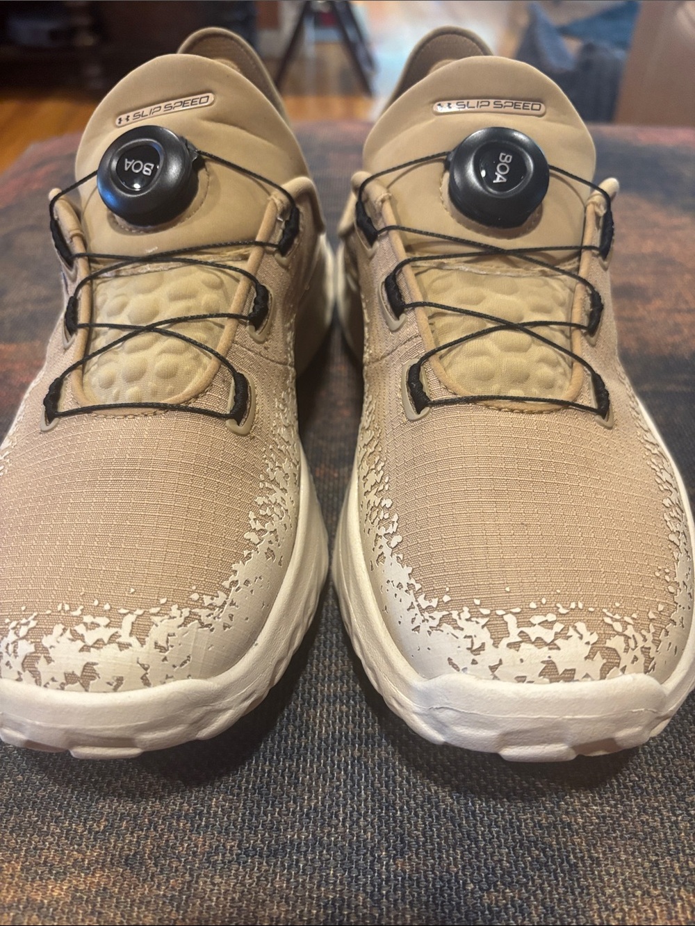 Men's/Big Boy Kids  Under Armour Tan Slip-Speed Performance Shoes BOA dial